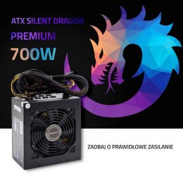 Qoltec Zasilacz ATX SILENT DRAGON 700W | 80 Plus | Gaming