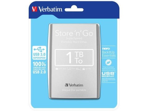 Dysk zewnętrzny Verbatim 1TB Store 'n' Go 2.5" srebrny USB 3.0