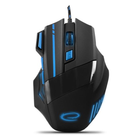 Mysz przewodowa Esperanza MX201 Wolf optyczna Gaming 7D USB czarno-niebieska