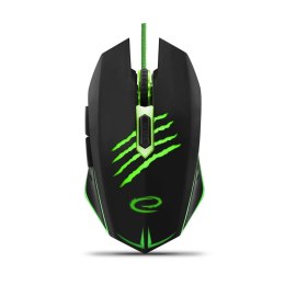 Mysz przewodowa Esperanza MX209 Claw optyczna Gaming 6D USB czarno-zielona