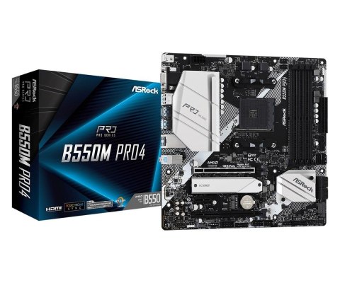 Płyta ASRock B550M Pro4/AMD B550/DDR4/SATA3/M.2/USB3.1/PCIe4.0/AM4/mATX