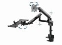 GEMBIRD BIURKOWE REGULOWANE RAMIĘ/UCHWYT NA 2 MONITORY + PÓŁKA NA NOTEBOOKA 17-32, VESA 100X100MM, DO 8 KG