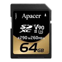 Karta pamięci SDXC Apacer 64GB (290/260 MB/s) Class 10 UHS-II U3 V30