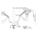 GEMBIRD BIURKOWE REGULOWANE RAMIĘ/UCHWYT NA 2 MONITORY 17-32, 100X100MM, DO 8 KG