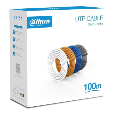 Kabel UTP Dahua Cat.6 100m drut CU biały