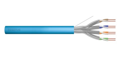 Kabel teleinformatyczny instalacyjny DIGITUS kat.6A, U/FTP, Dca, drut, AWG 23/1, LSOH, 50m, niebieski, ofoliowany