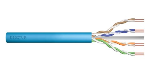 Kabel teleinformatyczny instalacyjny DIGITUS kat.6A, U/UTP, Dca, AWG 23/1, LSOH, 100m, niebieski, ofoliowany