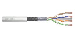 Kabel teleinformatyczny patchcordowy DIGITUS kat.6, SF/UTP, linka, AWG 26/7, LSOH, 100m, szary, karton