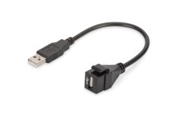 Moduł Keystone DIGITUS USB 2.0 z kablem 16cm łącznik do gniazd i pustych paneli żeński/męski czarny