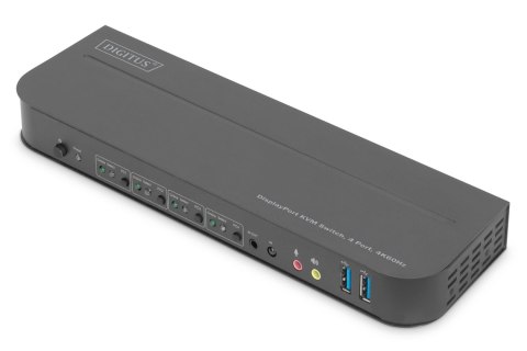 Przełącznik KVM DIGITUS 4 portowy DisplayPort do 1 port DP/HDMI 4K 60Hz 2xUSB, audio