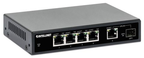 Switch niezarządzalny Intellinet 4x 10/100/1000 Mbps PoE+ 91W, Uplink 1x RJ45/1x SFP, Desktop