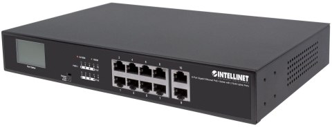 Switch niezarządzalny Intellinet 8x 10/100/1000 Mbps PoE+ 130W + 2x RJ45 Uplink LCD