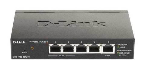 Switch zarządzalny D-Link DGS-1100-05PDV2 2x1000 3x1000PoE Mbps Gigabit