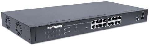 Switch zarządzalny Intellinet 16x 10/100/1000 Mbps PoE+ 374W + 2x slot SFP Rack 19"