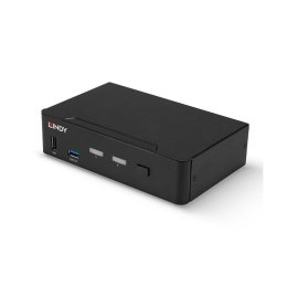 Przełącznik KVM LINDY 2-portowy DisplayPort, USB 3.0 & Audio Black