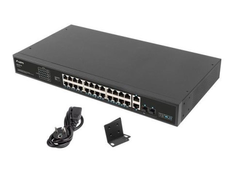 Switch niezarządzalny Lanberg 24x 100Mb PoE+/2x Combo Rack 19" Gigabit Ethernet 360W