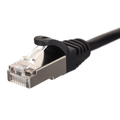 Patchcord RJ45, Netrack osłonka zalewana, kat. 5e FTP/STP, 0,25m czarny