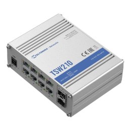 Switch niezarządzalny Teltonika TSW210, 8x Gigabit Ethernet, 2x SFP, aluminiowa obudowa