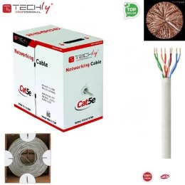 Kabel instalacyjny TechlyPro 100% miedź skrętka Cat5e UTP 4x2 linka 305m, szary