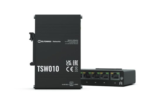 Teltonika TSW010 DIN Rain Switch 5 x Fast Ethernet (10/100) Obsługa PoE Czarny