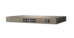 Switch PoE Tenda TEF1218P-16-250W (16x 10/100Mbps, 2x 10/100/1000Mbps)