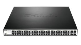 D-Link DGS-1210-52MP łącza sieciowe Zarządzany L2 Gigabit Ethernet (10/100/1000) Czarny, Srebny 1U Obsługa PoE