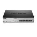 D-Link DGS-1008MP łącza sieciowe Nie zarządzany Gigabit Ethernet (10/100/1000) Obsługa PoE 1U Czarny