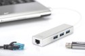 HUB 3-portowy USB 3.0 SuperSpeed z LANGigabit LAN adapter, aluminium