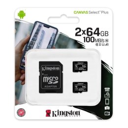 Karta pamięci Kingston microSD Canvas Select Plus 64GB UHS-I Class 10 + adapter 2Pack