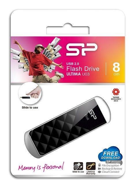 Pendrive Silicon Power 8GB Ultima U03 Diamond Cut Black