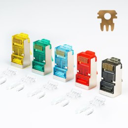 Wtyk RJ45 FTP STP kat. 6A, drut, Netrack, kolor MIX (100 szt)