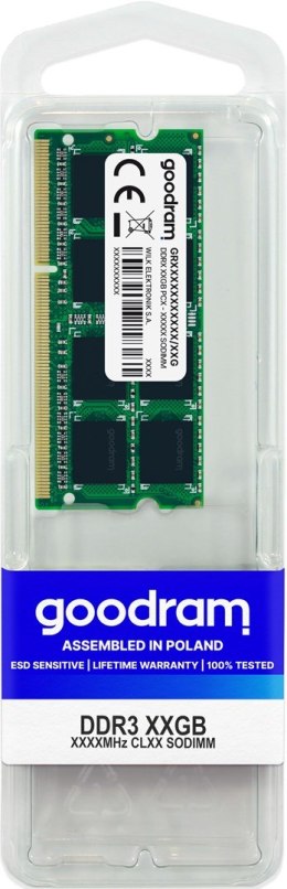 Pamięć GoodRam GR1600S364L11/8G (DDR3 SO-DIMM; 1 x 8 GB; 1600 MHz; CL11) (WYPRZEDAŻ)