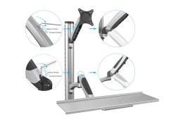 Uniwersalny uchwyt monitora i klawiatury naścienny Digitus DA-90354 z możliwością swobodnej regulacji, VESA, do 27