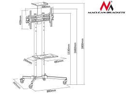 Stand wózek do TV Maclean, profesjonalny, do TV, na kółkach, max. VESA 600x400, max. 55kg, MC-661