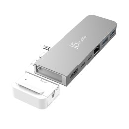 J5create JCD395 Przewodowa USB 3.2 Gen 2 (3.1 Gen 2) Type-C Szary, Biały