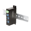 StarTech.com 5G4AINDRM-USB-A-HUB huby i koncentratory USB 3.2 Gen 1 (3.1 Gen 1) Type-B 5000 Mbit/s Czarny