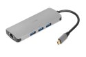 IBox IUH3RJ4K stacja dokująca USB 3.2 Gen 1 (3.1 Gen 1) Type-C Power Delivery 100W Srebrny