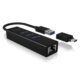 Hub IcyBox 4-portowy IB-HUB1419-LAN Hub USB 3.0 i adapter LAN