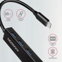 Axagon HMC-GL3A USB-C-Hub 3x USB-A Gbit-LAN schwarz USB 3.2 Gen 1 (3.1 Gen 1) Type-C 5000 Mbit/s Czarny