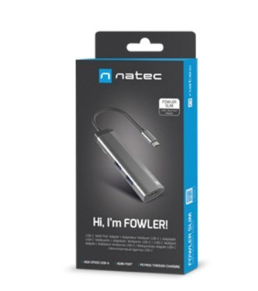 NATEC Fowler Slim Przewodowa USB 3.2 Gen 1 (3.1 Gen 1) Type-C Czarny, Chrom