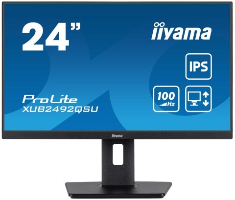 Iiyama ProLite XUB2492QSU-B1 monitor komputerowy 60,5 cm (23.8") 2560 x 1440 px Wide Quad HD LED Czarny