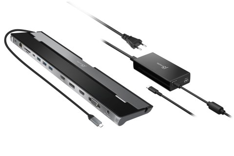 Stacja dokująca z zasilaczem j5create USB-C Triple Display Docking Station 100W 2xHDMI/1xDisplay Port/1xVGA/3xUSB3.0/2xUSB-C/Car