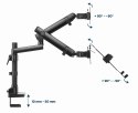 GEMBIRD BIURKOWE REGULOWANE RAMIĘ/UCHWYT NA 2 MONITORY + PÓŁKA NA NOTEBOOKA 17-32, VESA 100X100MM, DO 8 KG