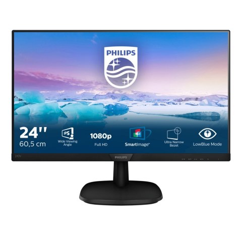 Monitor Philips 243V7QJABF/00 (23,8"; IPS/PLS; FullHD 1920x1080; DisplayPort, HDMI, VGA; kolor czarny)