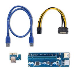 Qoltec Riser PCI-E 1x - 16x | USB 3.0 | ver. 009S | SATA / PCI-E 6 pin