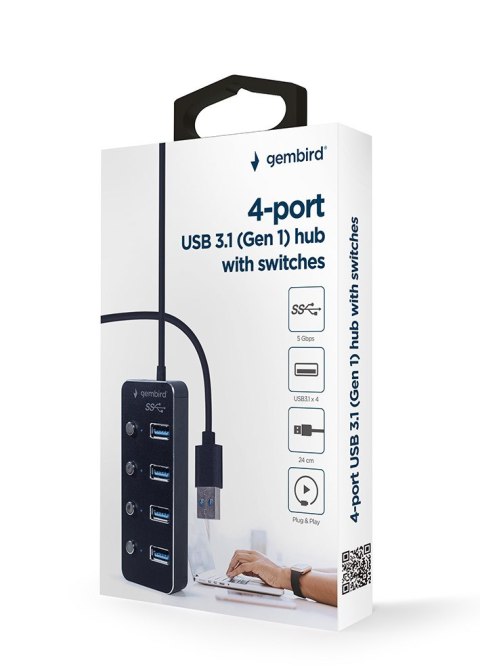 I/O HUB USB3 4PORT/UHB-U3P4P-01 GEMBIRD